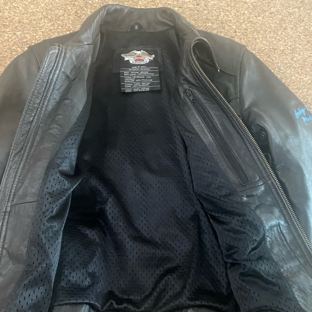 Genuine Harley Davidson Women’s Dark Turquoise Blue & Black Leather Jacket NWOT - Picture 6 of 12